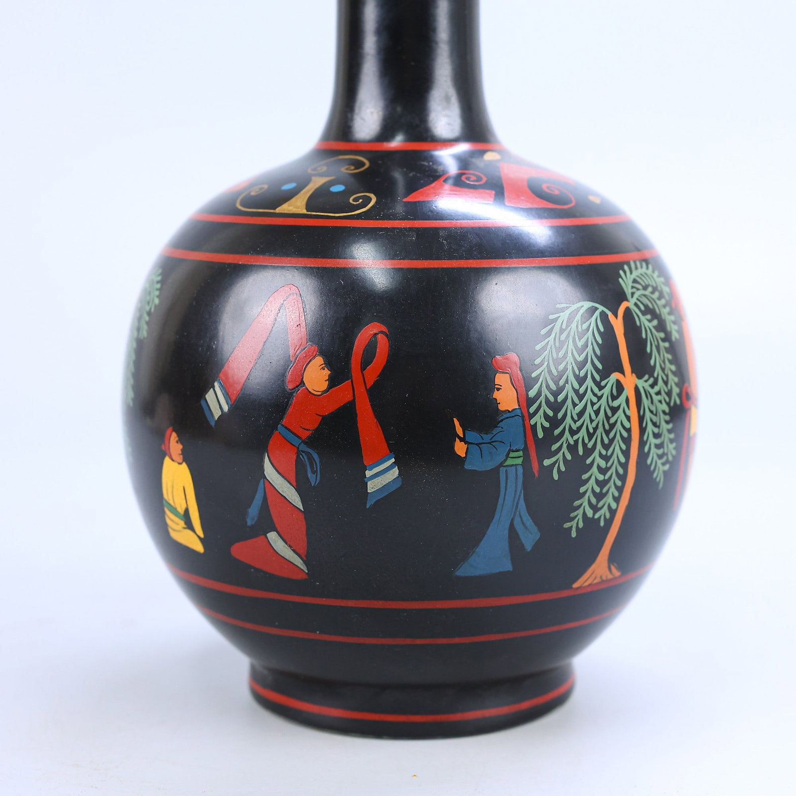 A Exquisite Black Ground Doucai Human Pattern Vase - 5