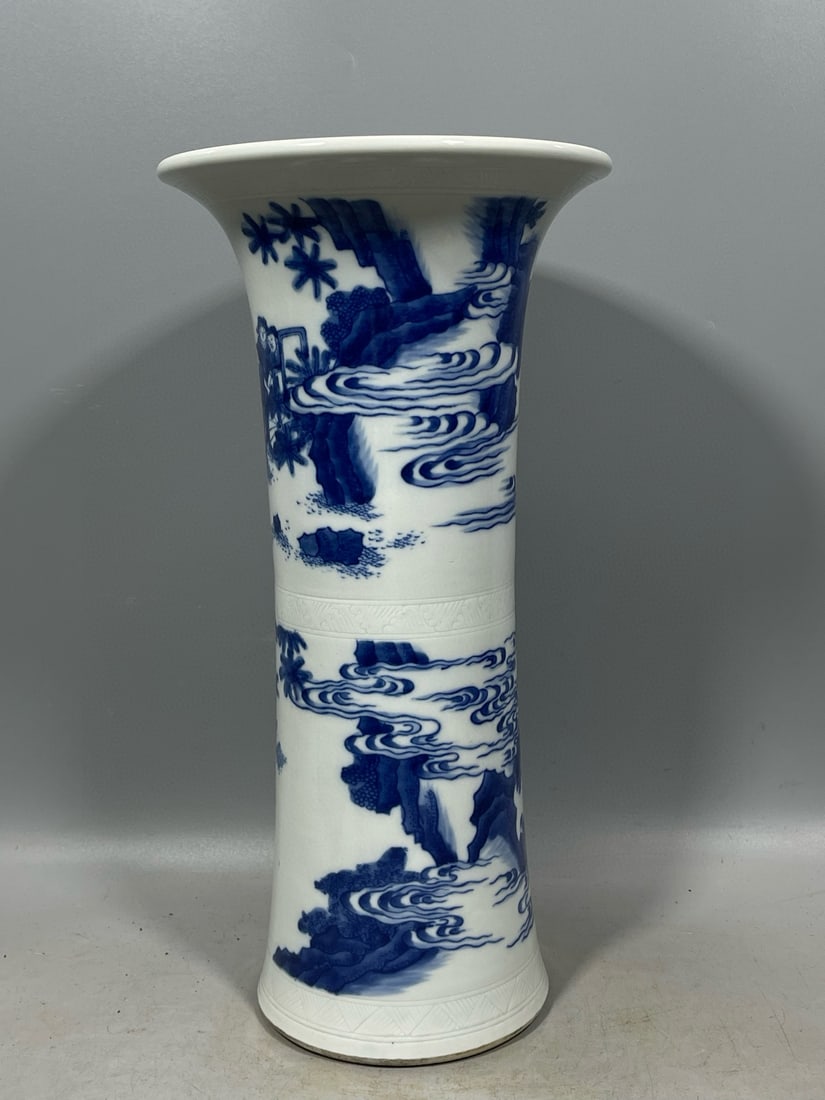 Blue and White Figures Pattern Vase - 3