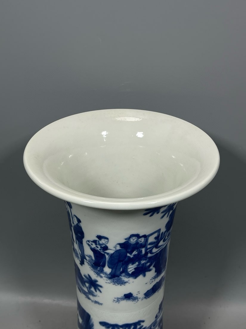 Blue and White Figures Pattern Vase - 5