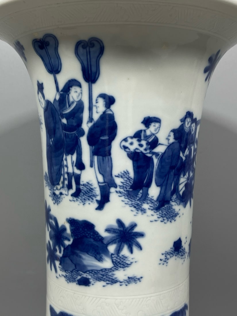 Blue and White Figures Pattern Vase - 6