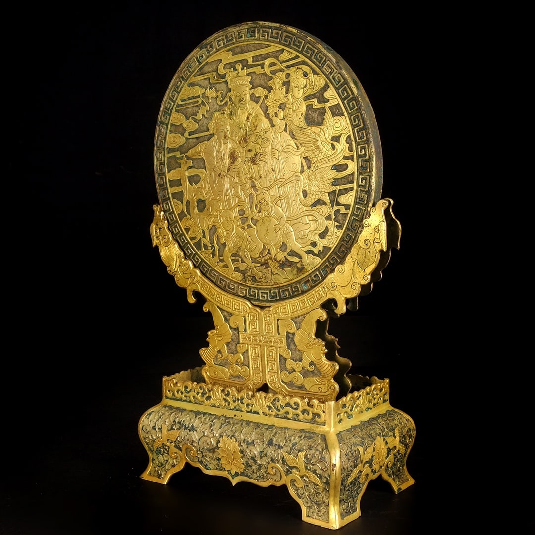 A Exquisite Bronze Gilt Human Pattern Screen - 2