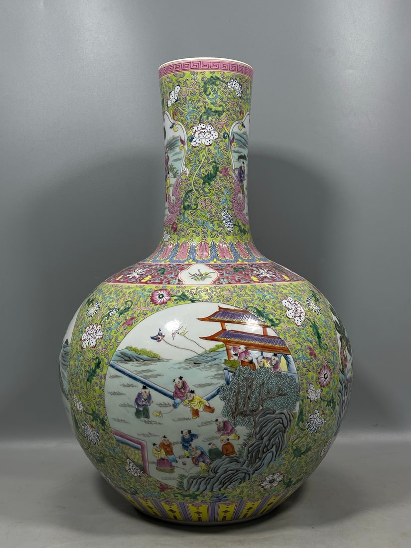 Enamel Figures Pattern Vase - 3