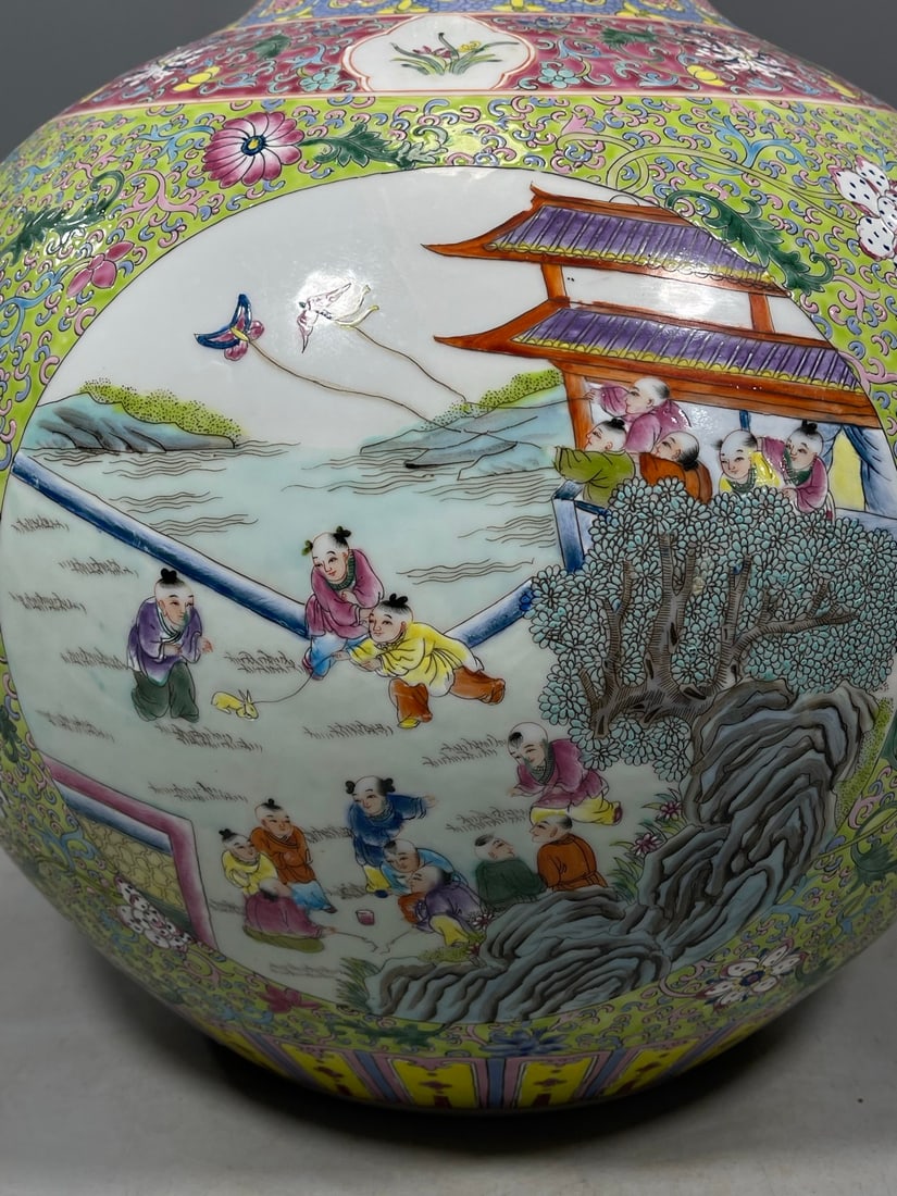 Enamel Figures Pattern Vase - 6