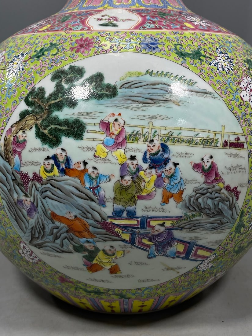 Enamel Figures Pattern Vase - 7