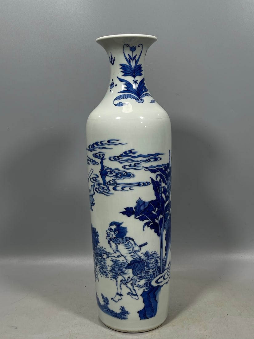 Blue and White Figures Pattern Vase - 2