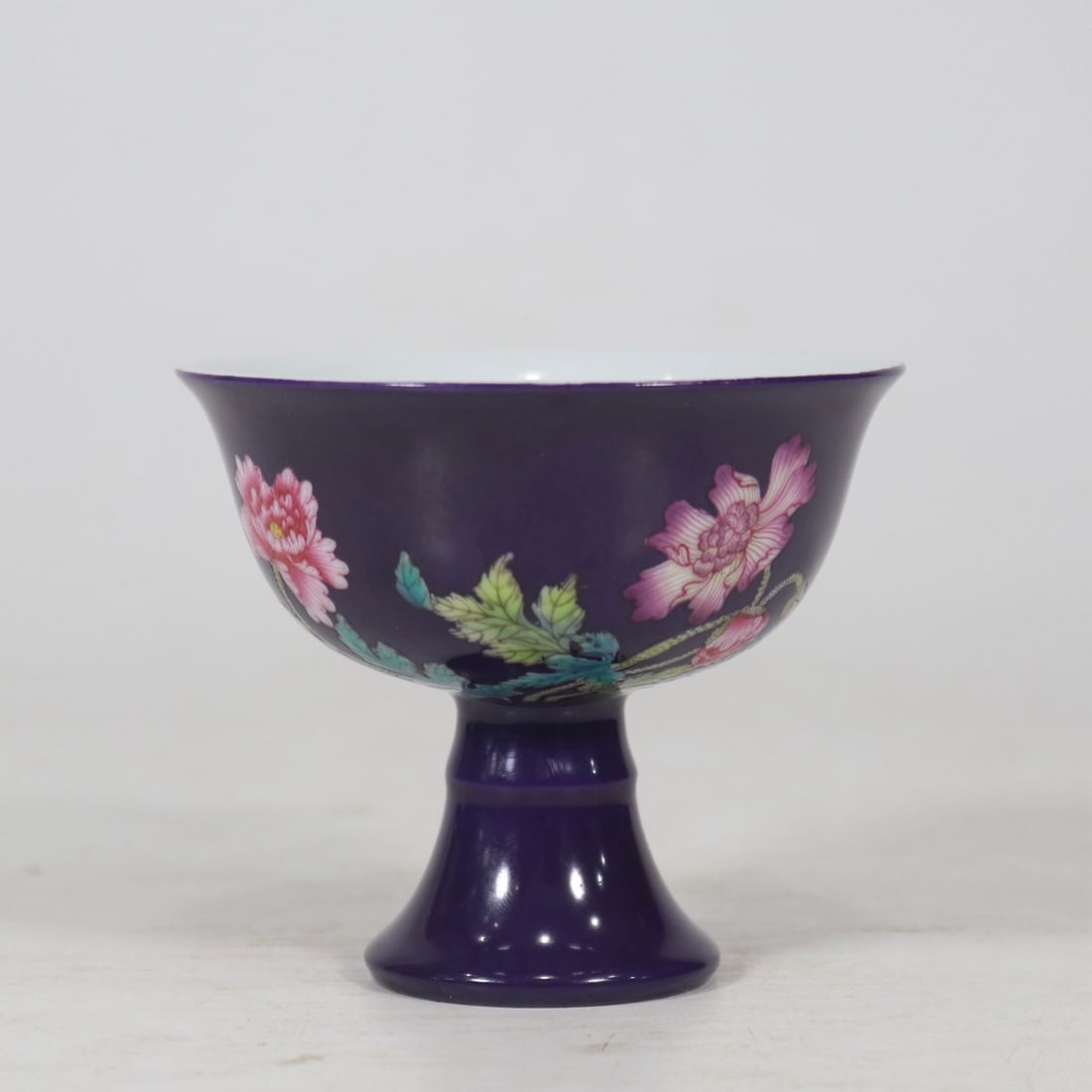 A Exquisite Aubergine Glaze Flower Pattern Cup: A Exquisite Aubergine Glaze Flower Pattern Cup,Qing Dynasty,China,Yongzheng Four-character Mark,Size:2.8inx3.2in 