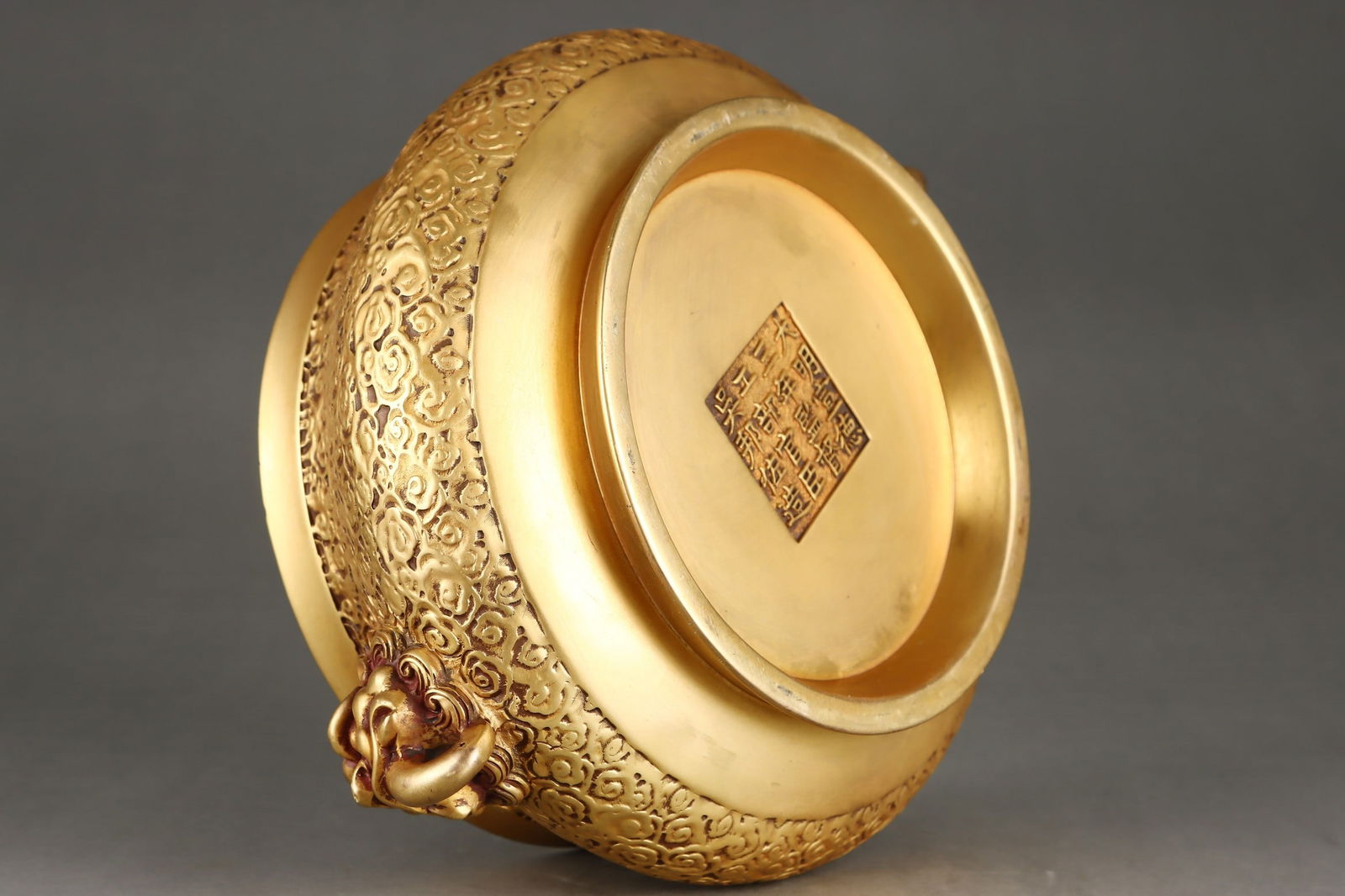 A Exquisite Gilt Bronze Cloud Pattern Dragon Head Censer - 7