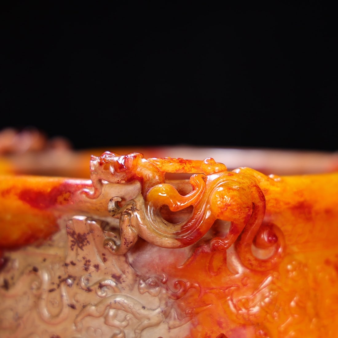 A Exquisite Hotan Jade Dragon Pattern Vat - 3