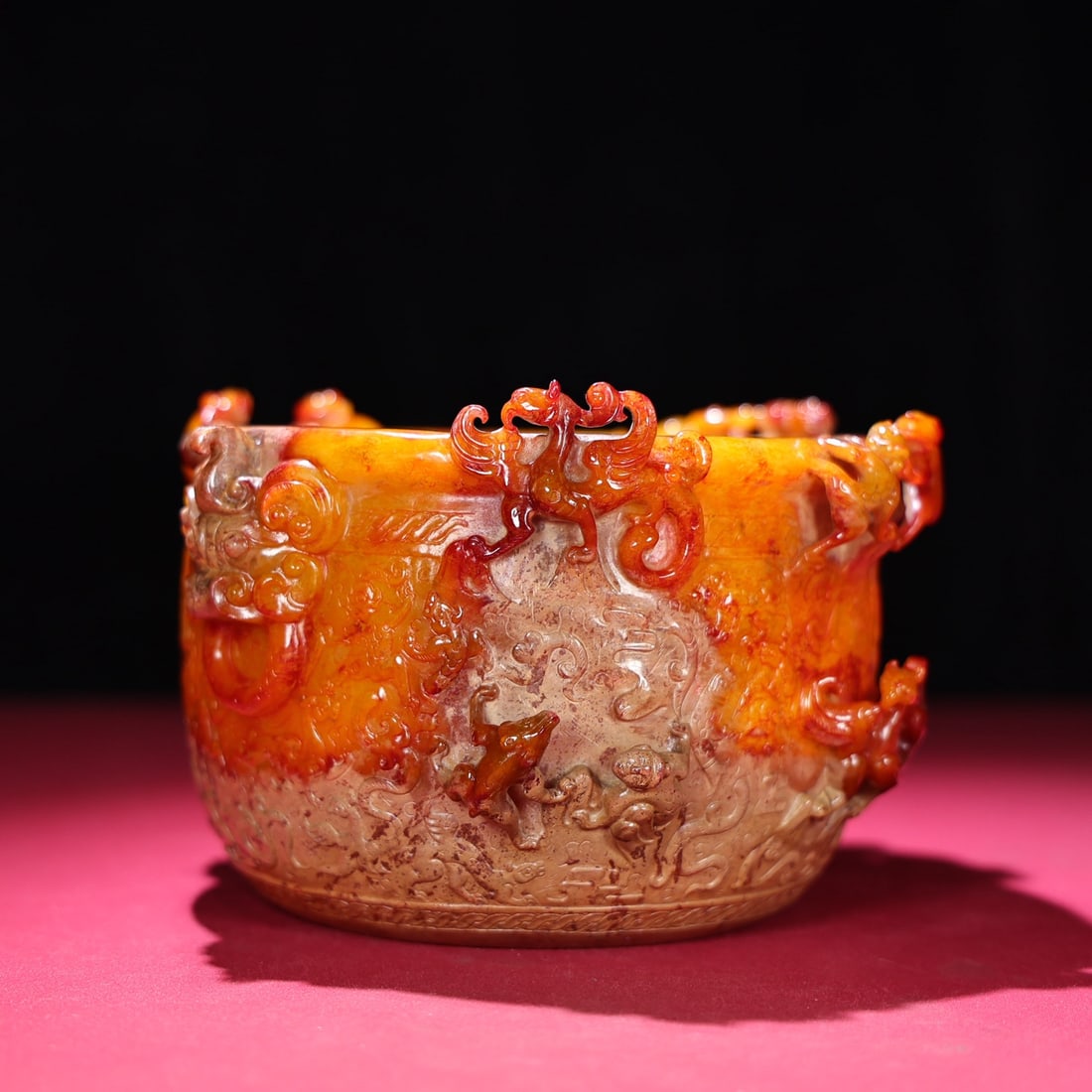 A Exquisite Hotan Jade Dragon Pattern Vat - 5