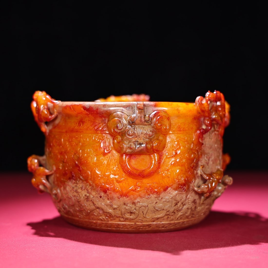 A Exquisite Hotan Jade Dragon Pattern Vat - 6