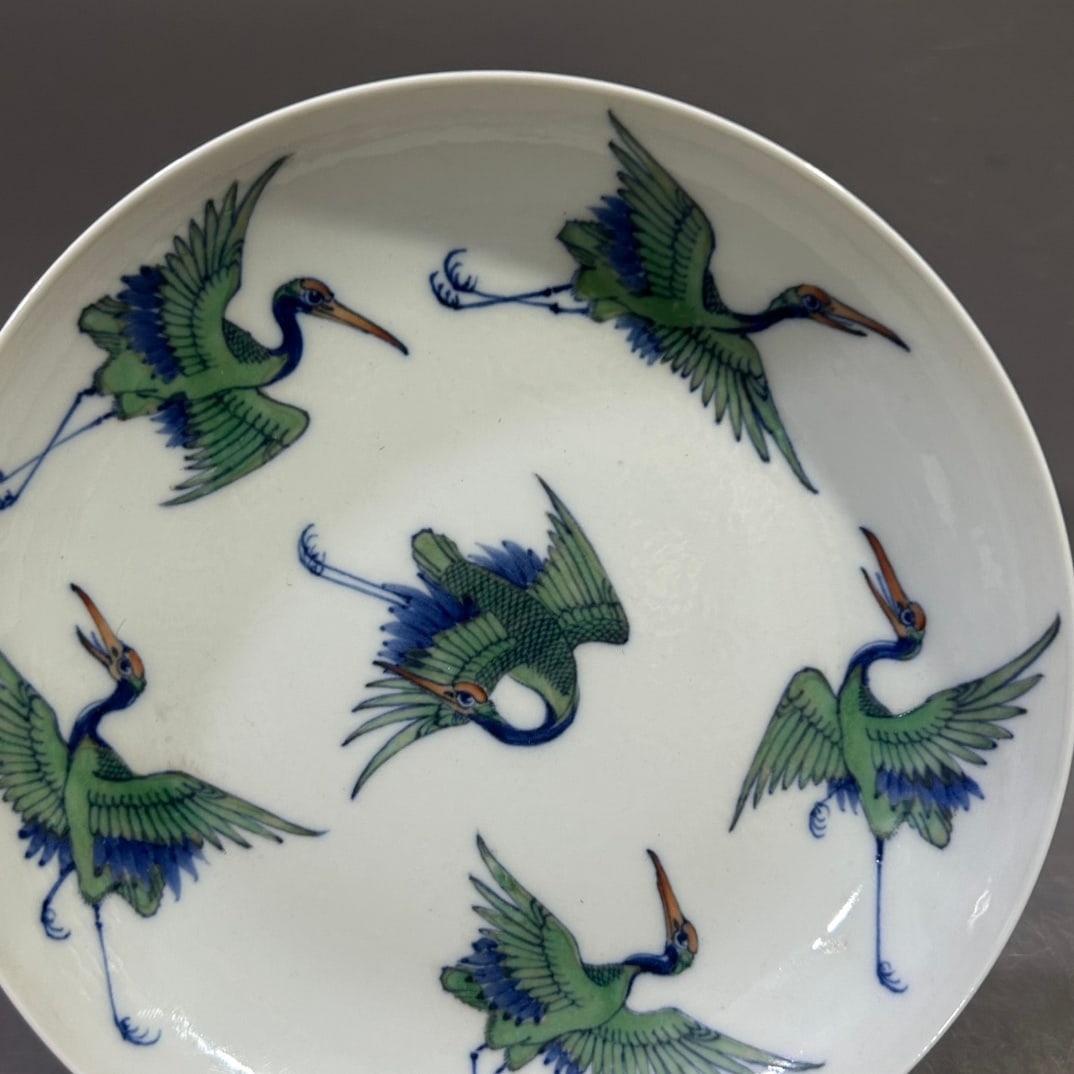 A Exquisite Doucai Crane Pattern Plate - 2