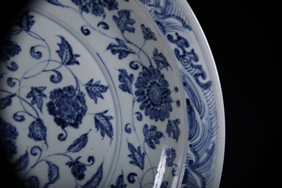 Blue and White Lotus Pattern Plate - 4