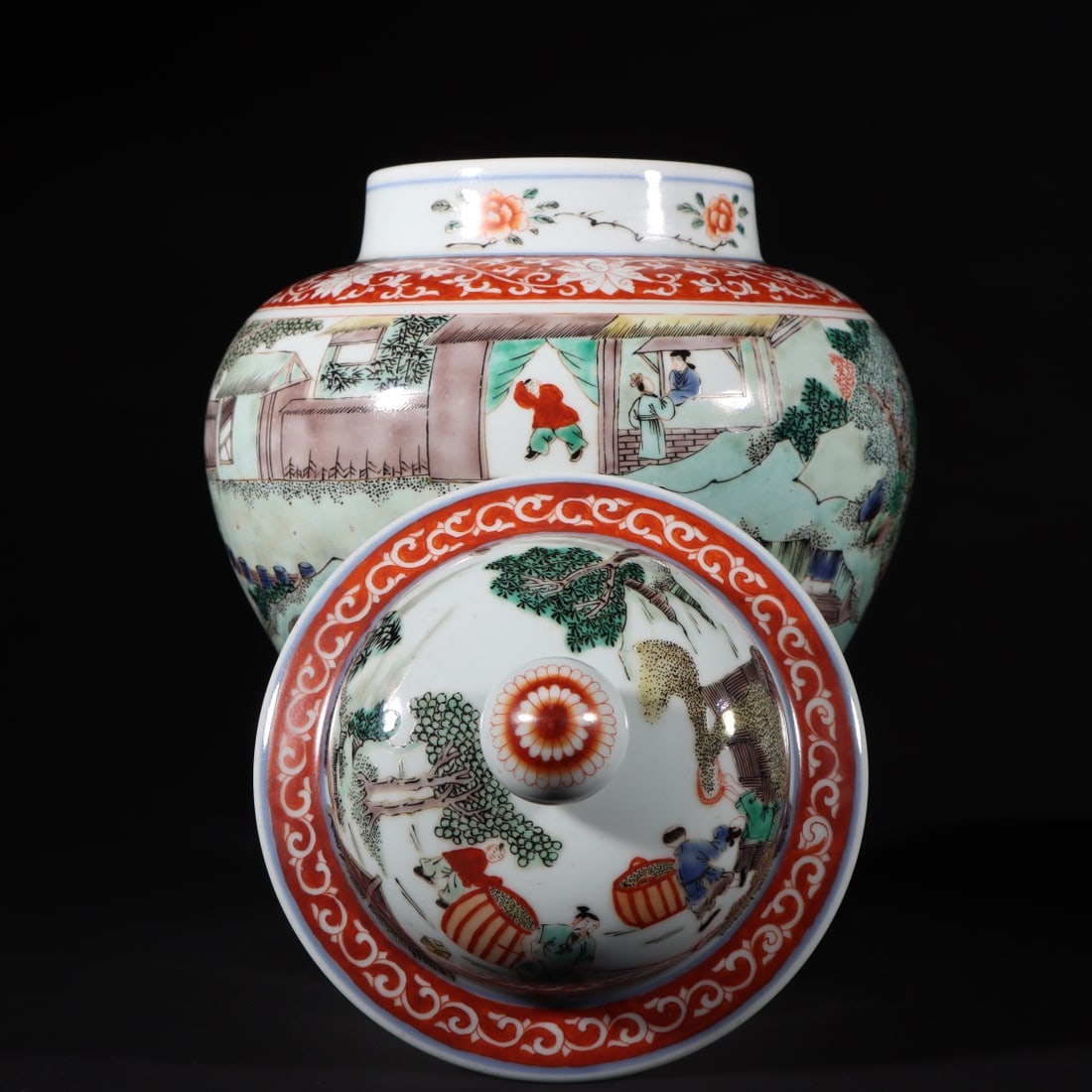 A Exquisite Wucai Landscape Pattern Jar - 6