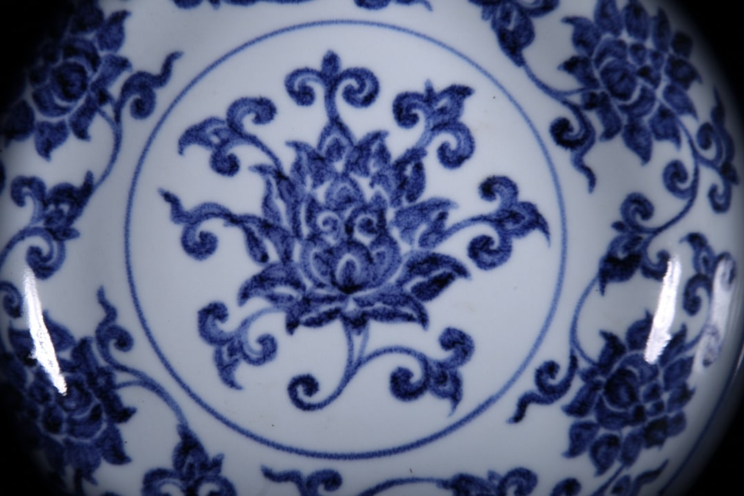 Blue and White Lotus Pattern Plate - 4