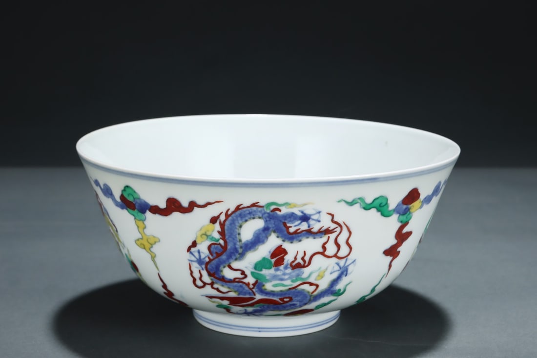 A Exquisite Auspicious Cloud and Dragon Pattern Doucai Bowl - 5