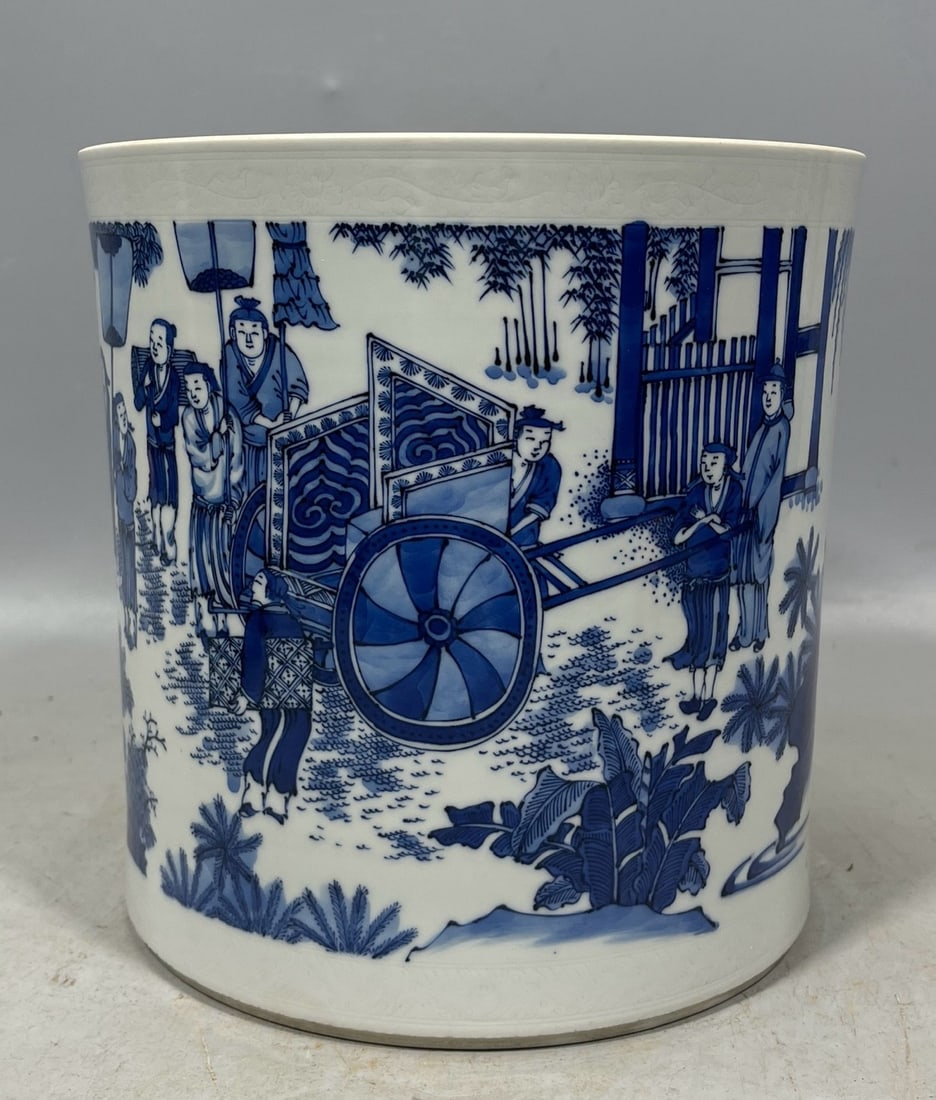 Blue and White Figures Pattern Brush Pot (1 of 9)