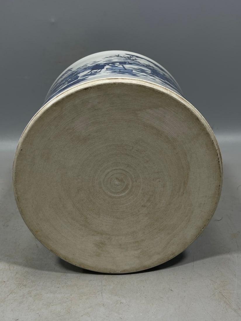 Blue and White Figures Pattern Brush Pot - 9