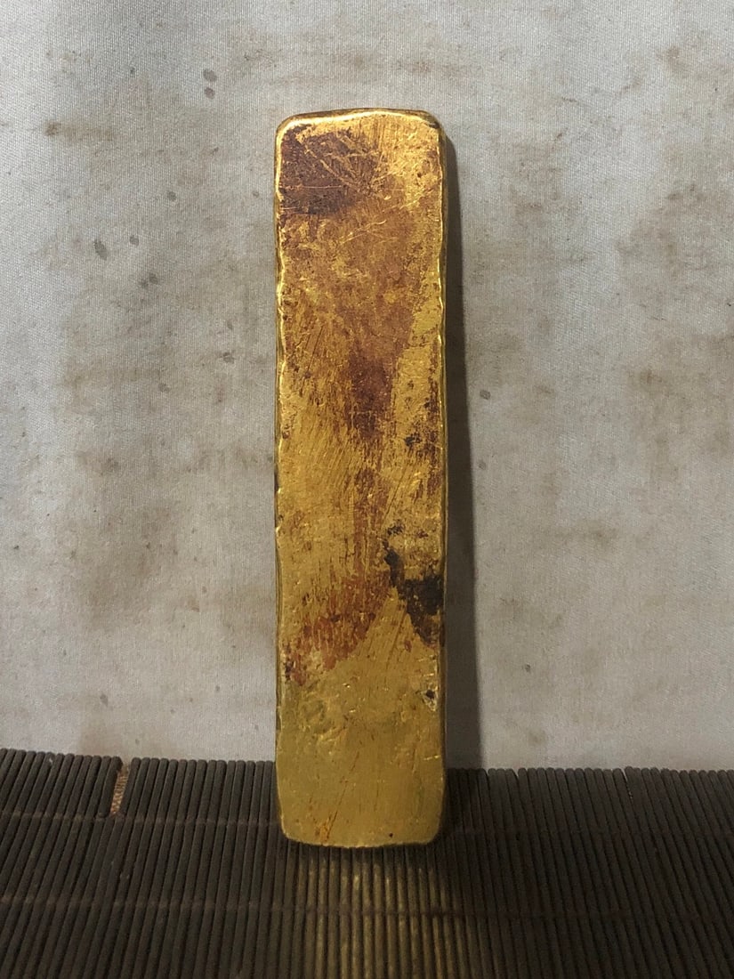 A Exquisite Gilt Bronze Figures Pattern Gold Bar - 6