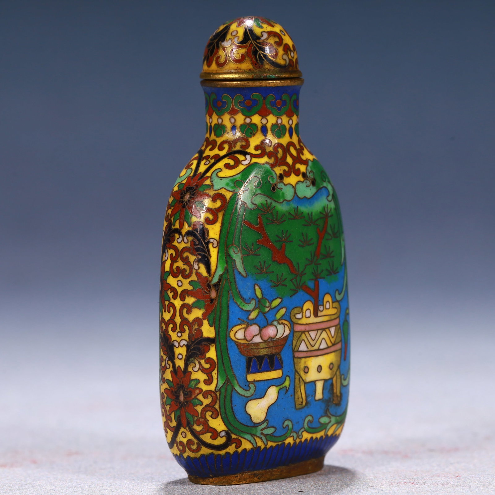 An Exquisite Cloisonne Flower Pattern Snuff Bottle - 3