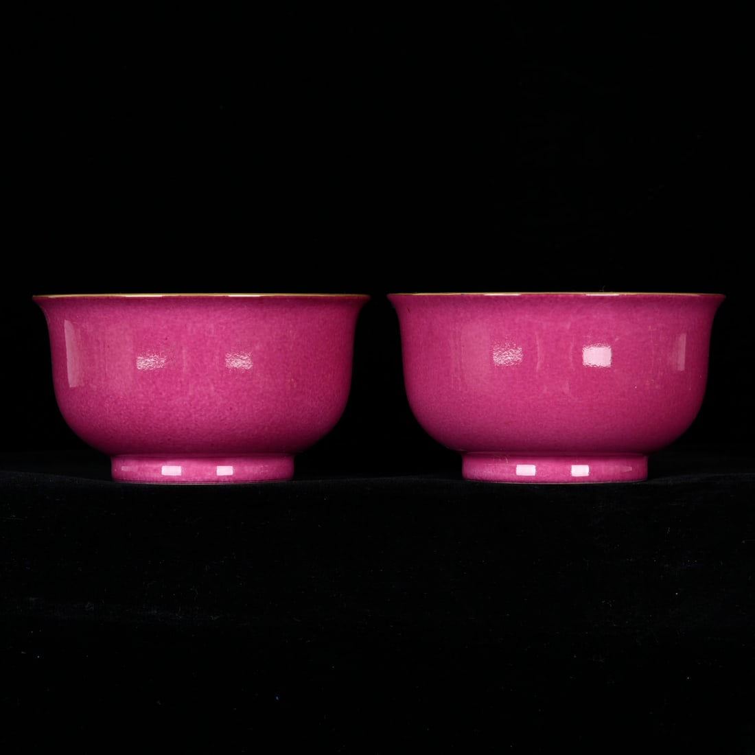 A Pair of Exquisite Ruby Red-Glazed Famille-Rose Flower and Butterfly Pattern Cups (1 of 9)