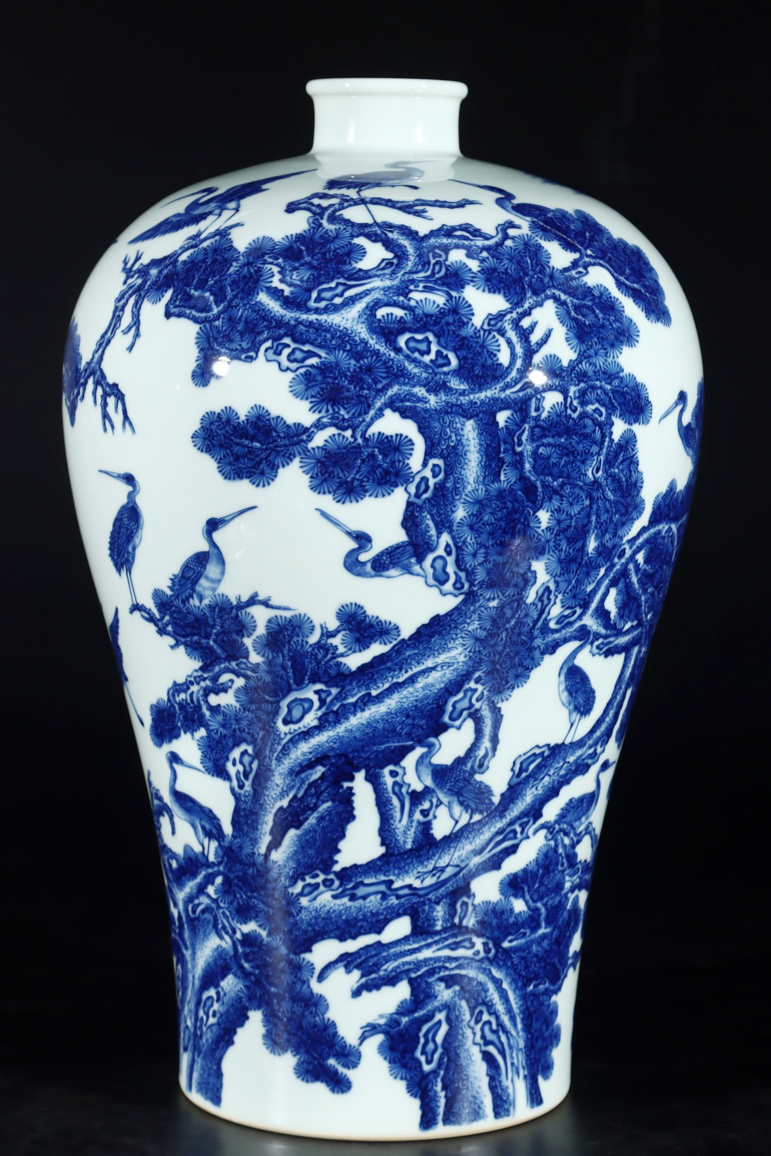 A Huge Blue and White Pine and Crane Pattern Vase (1 of 9)