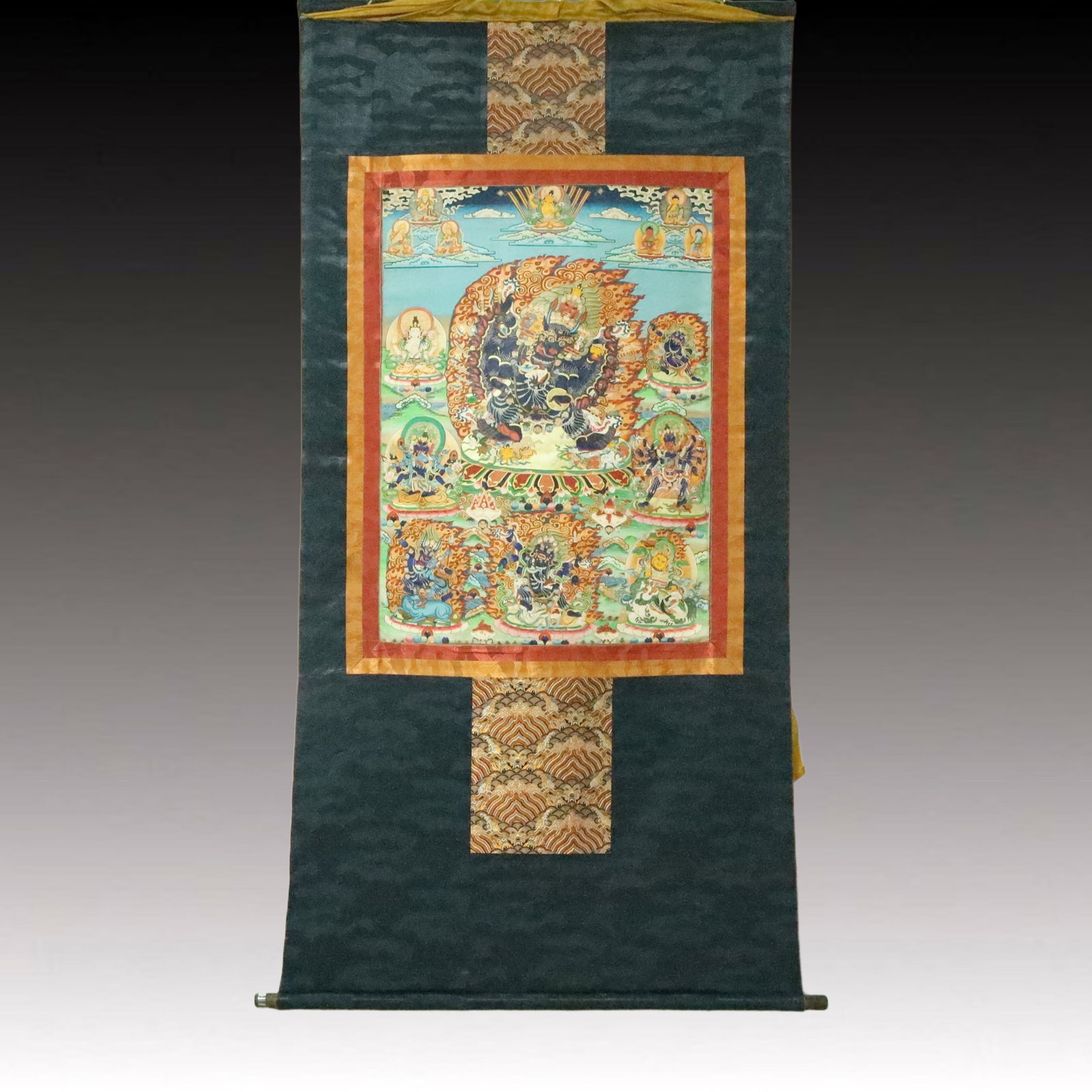 A Rare Brocade Painted Color Statue of Yamantaka Tangka (1 of 14)
