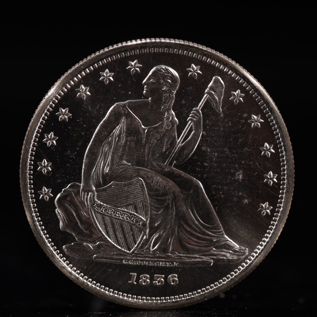 USA One Dollar 1856 Coin: American coin. IN GOD WE TRUST / LIBERTY / 1856 / UNITED STATES OF AMERICA / ONE DOL. Weight:26.9g.