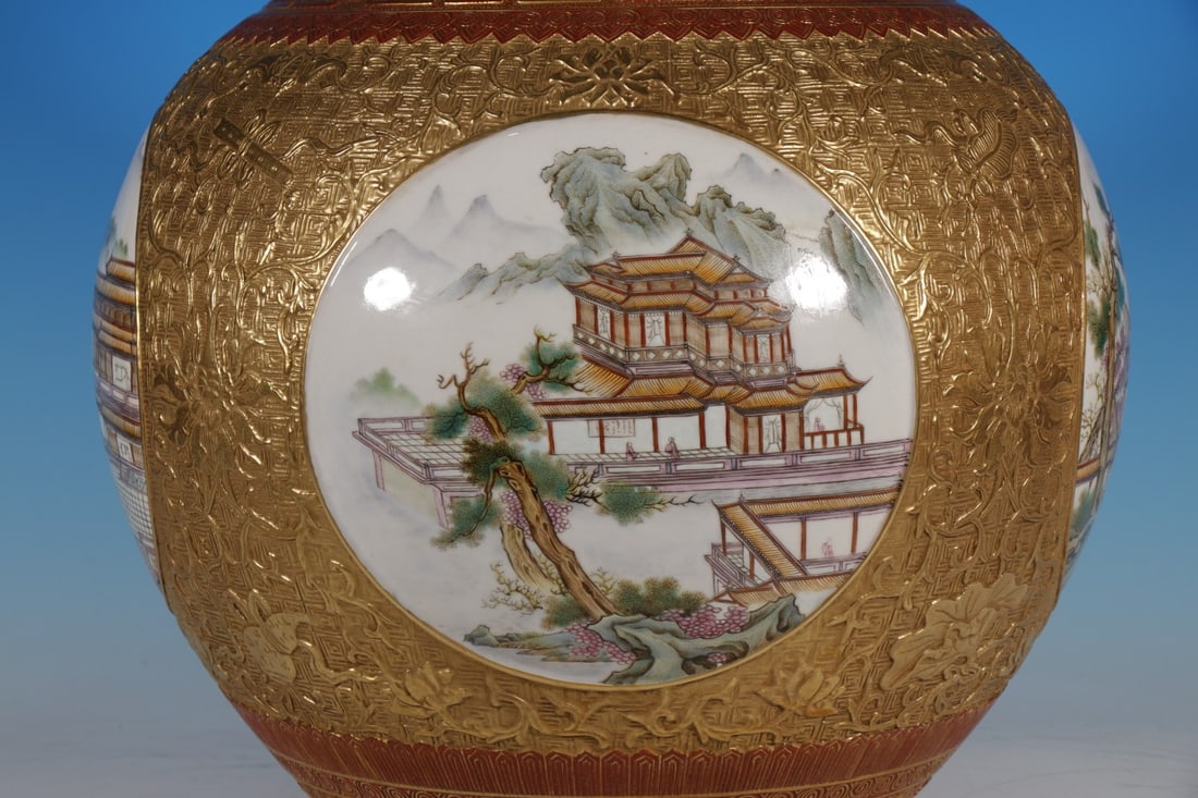A Huge Enamel Landscape Pattern Vase - 6
