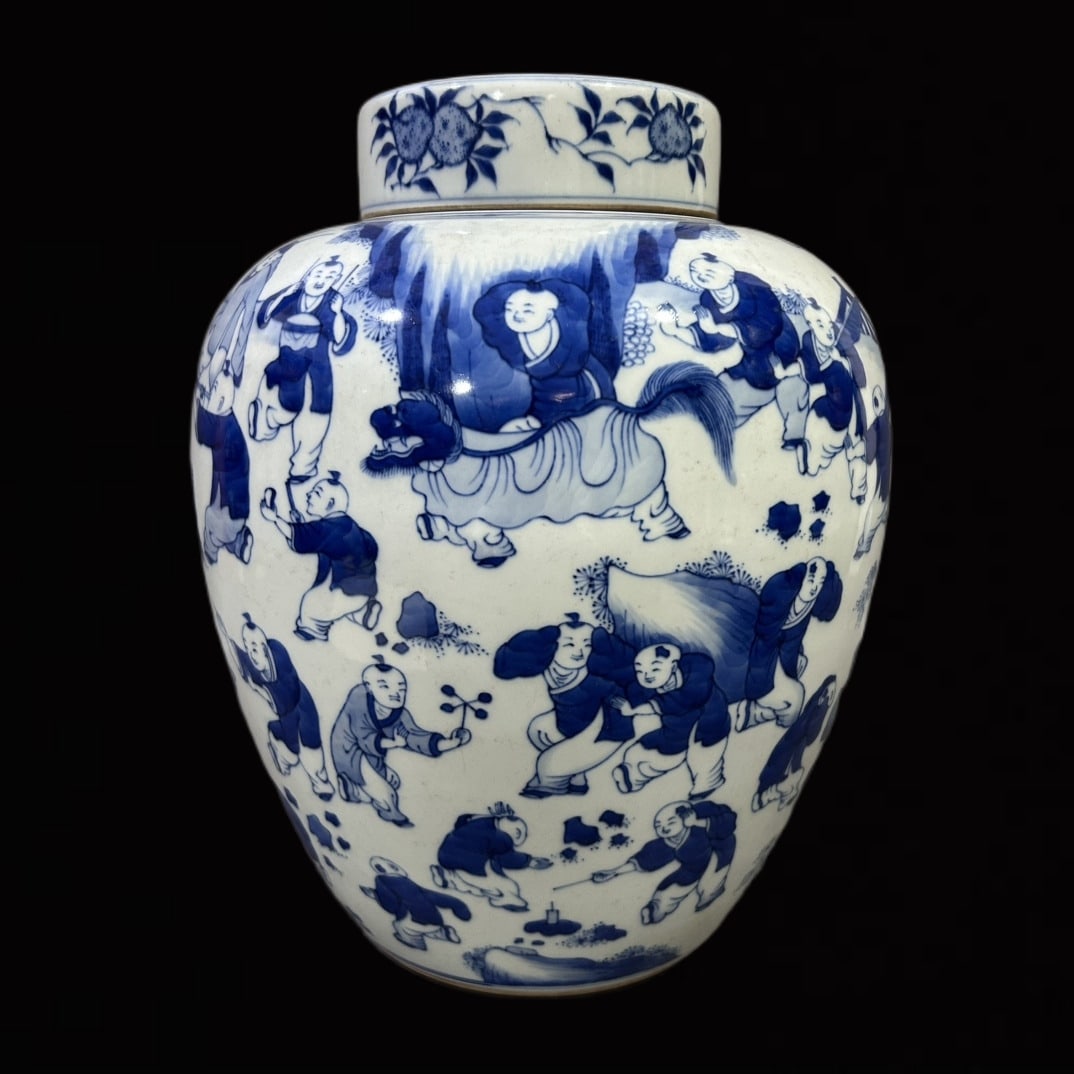An Exquisite Blue and White Character and Story Pattern Jar with Cover (1 of 6)