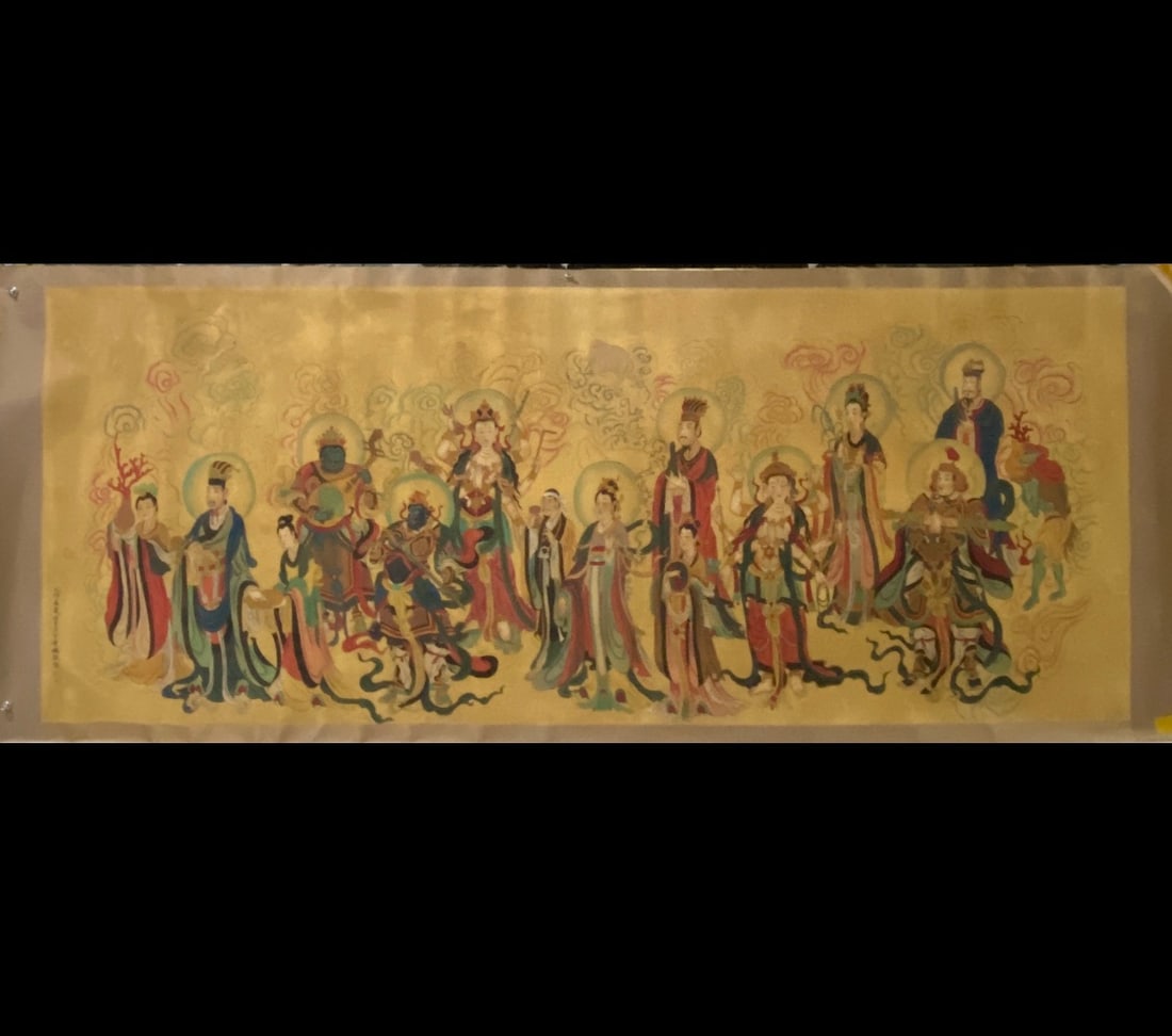 A Chinese Ink Painting of Figure on Silk: A Chinese Ink Painting of Figure on Silk,Ding Yunpeng,Size:43.3inx90.6in 一幅中国水墨绢本人物画,丁云鹏