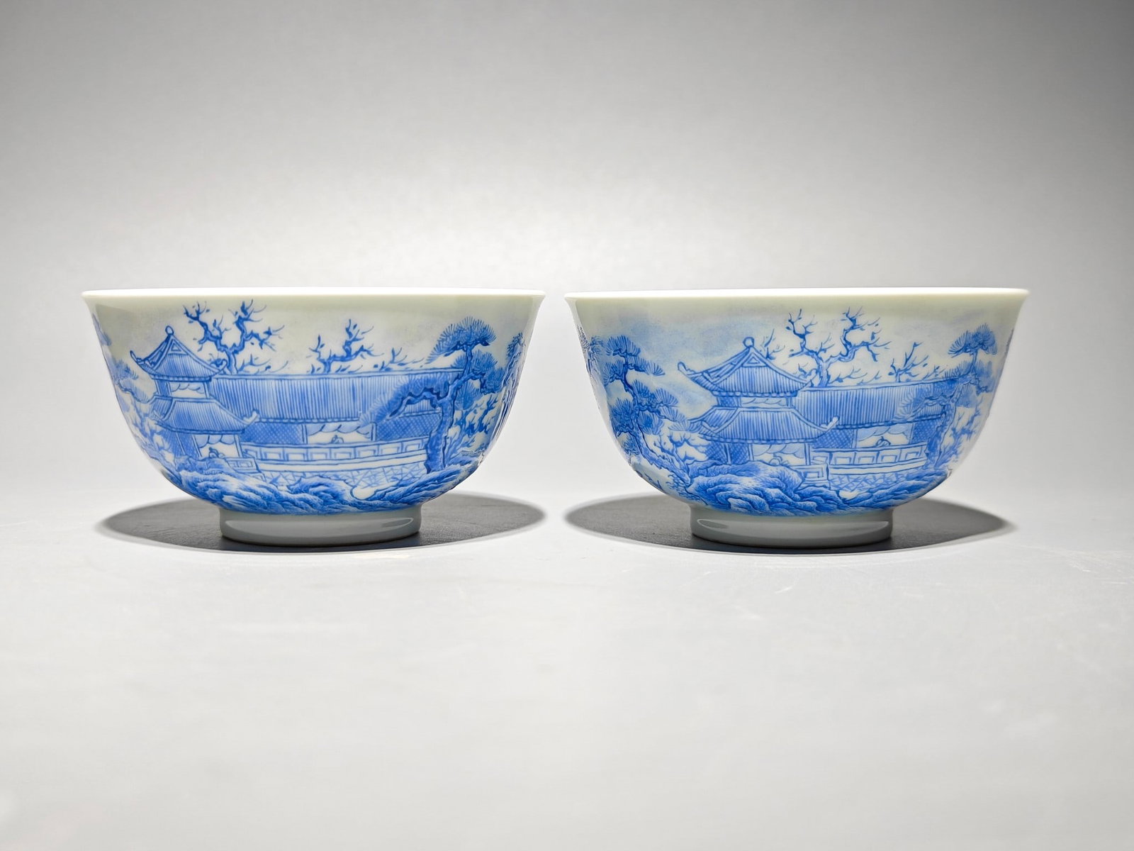 A Pair of Exquisite Enamel Landscape Pattern Cups,with poem: A Pair of Exquisite Enamel Landscape Pattern Cups,with poem,Qing Dynasty,China,Yongzheng Four-character Mark,Size:1.9inx3.5in 一对珐琅彩山水纹杯&#