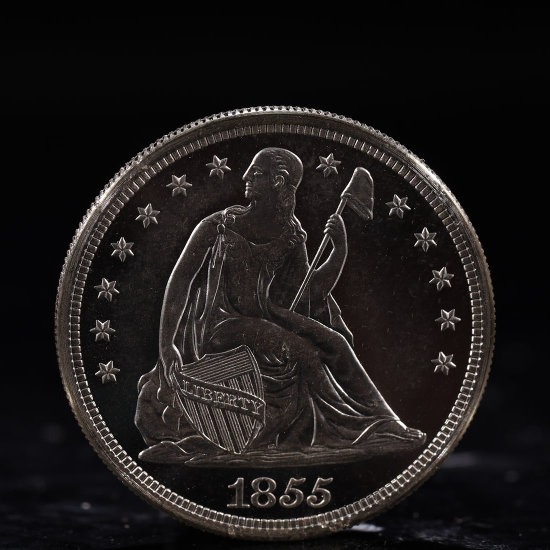 USA One Dollar 1855 Coin: American coin. IN GOD WE TRUST / LIBERTY / 1855 / UNITED STATES OF AMERICA / ONE DOL. Weight:26.9g.