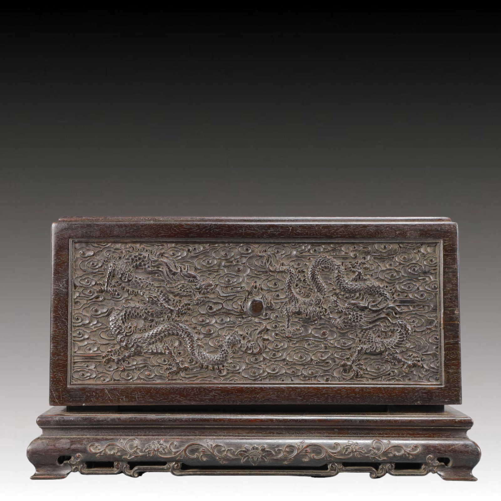 An Exquisite Zitanwood Auspicious Cloud and Dragon Pattern Box (1 of 14)