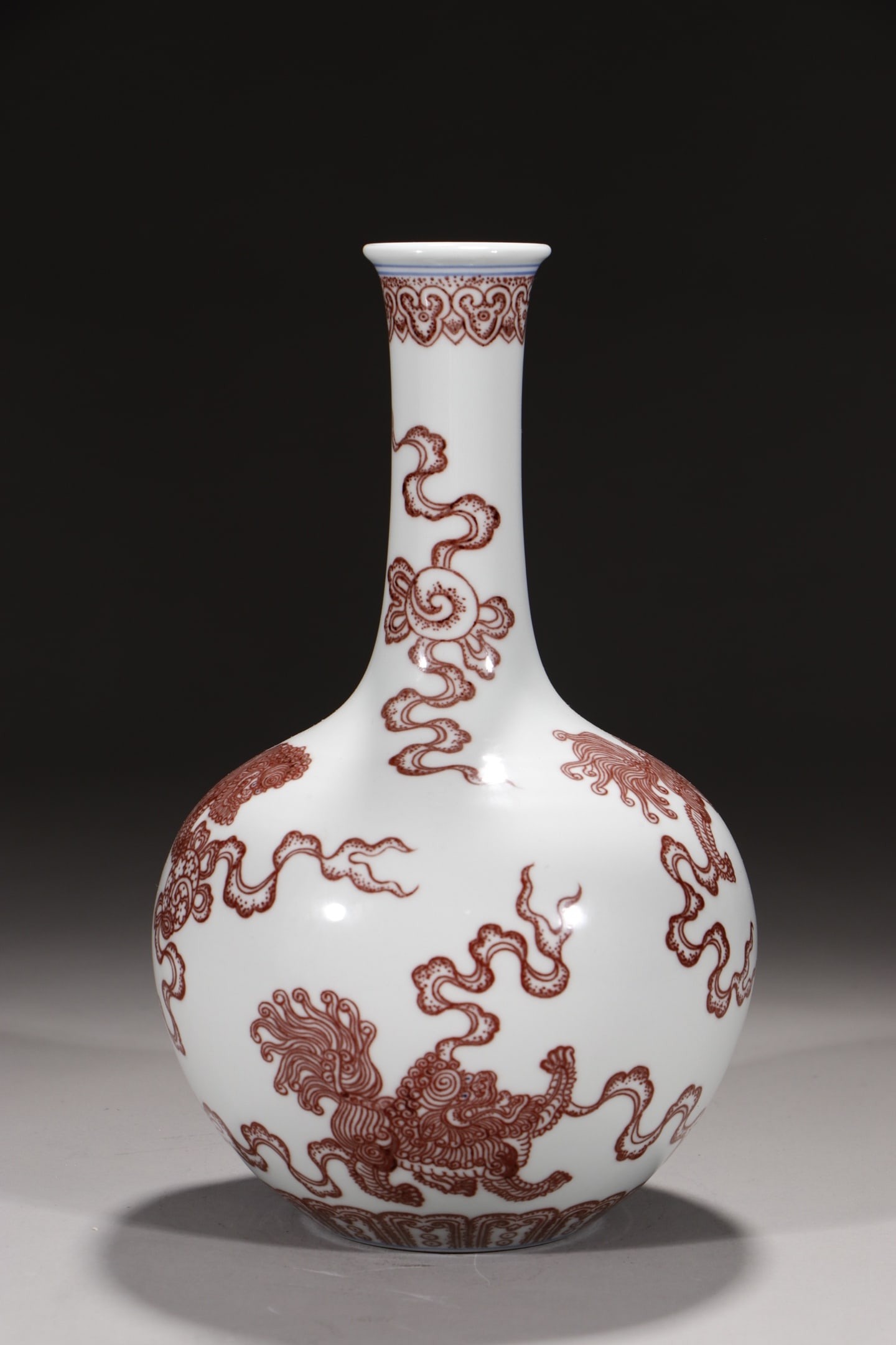 An Exquisite Underglaze-Red Lion Pattern Vase - 4