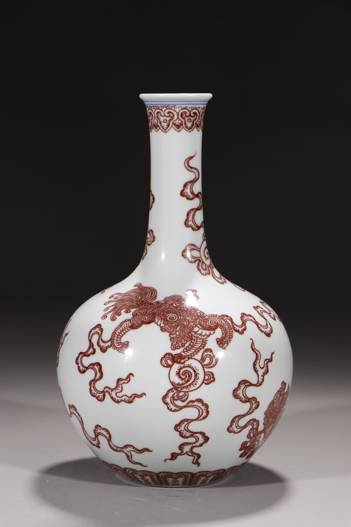 An Exquisite Underglaze-Red Lion Pattern Vase - 5