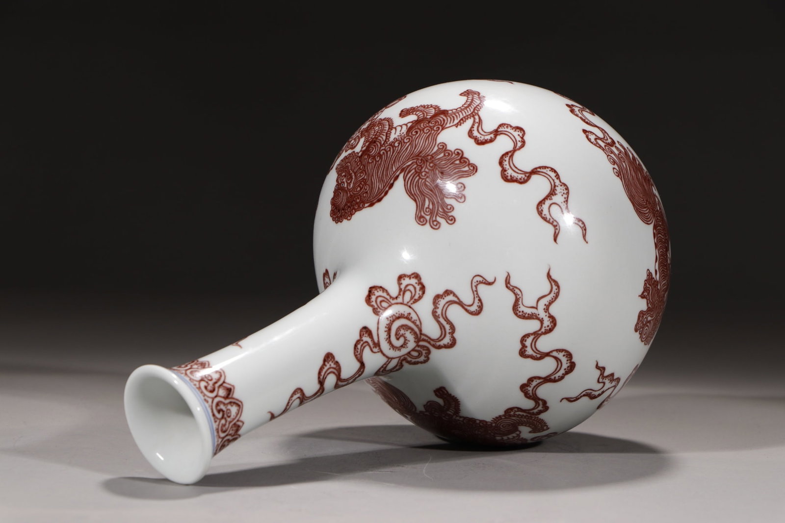 An Exquisite Underglaze-Red Lion Pattern Vase - 7