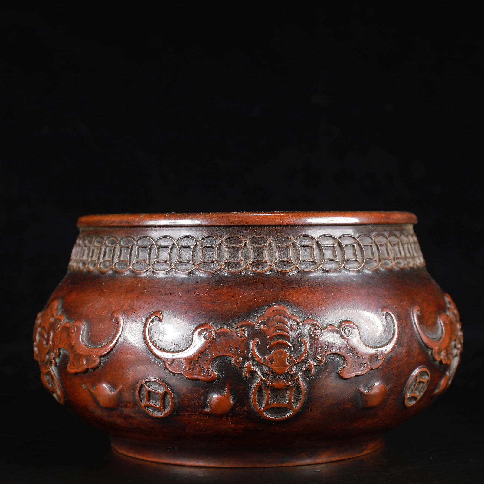 A Rare Bronze Bats Pattern Censer - 4