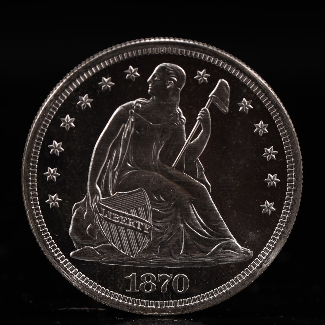 USA One Dollar 1870 Coin: American coin. IN GOD WE TRUST / LIBERTY / 1870 / UNITED STATES OF AMERICA / ONE DOL. Weight:26.9g.