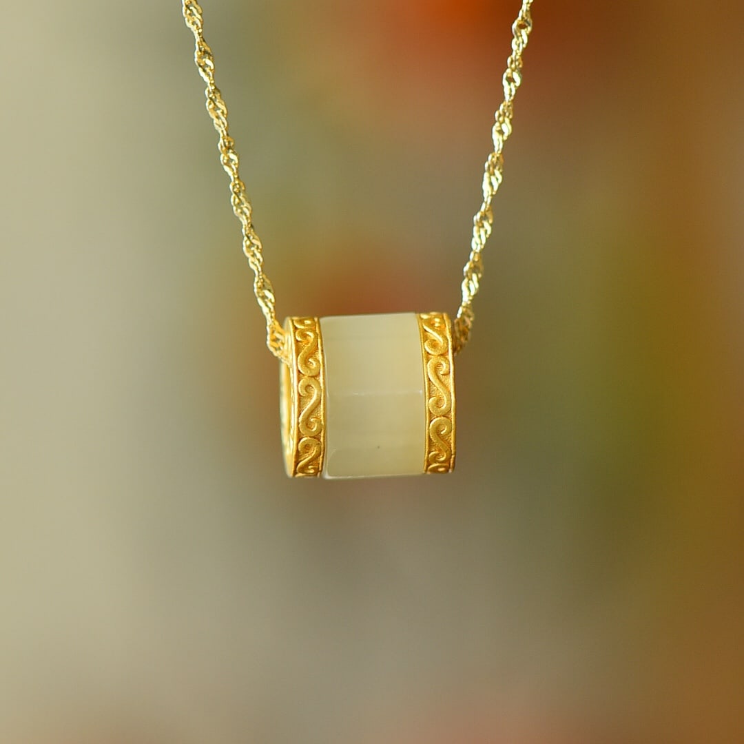 An Exquisite Sterling Silver-Gold Plated Inlaid White Jade Pendant: An Exquisite Sterling Silver-Gold Plated Inlaid White Jade Pendant,Size:0.3inx0.5in 纯银镀金镶白玉吊坠