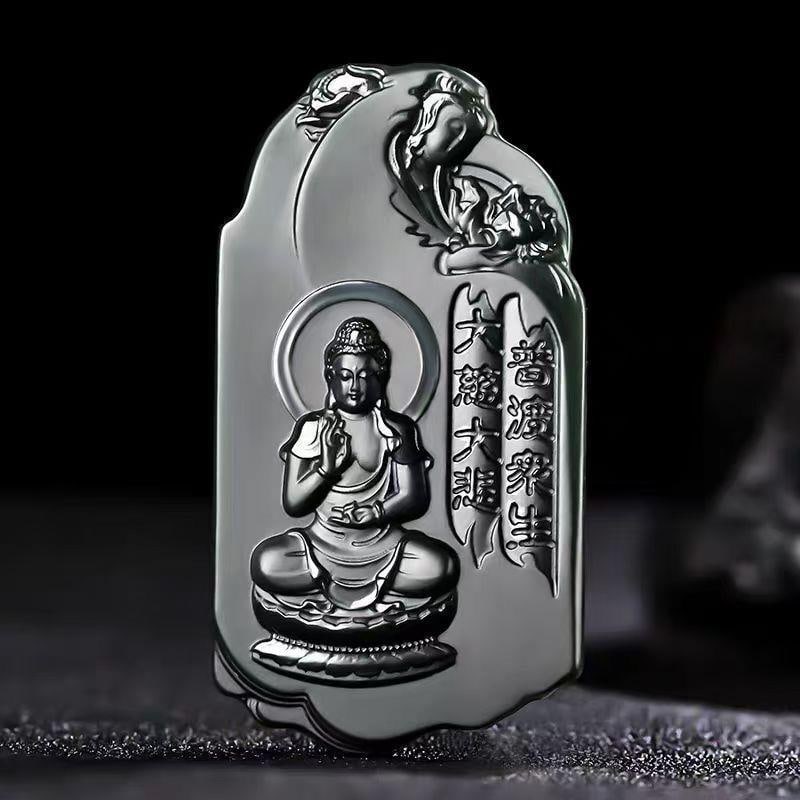 An Exquisite Cyan jade Statue of Amitayus Pendant: An Exquisite Cyan jade Statue of Amitayus Pendant 青玉无量寿佛像挂件
