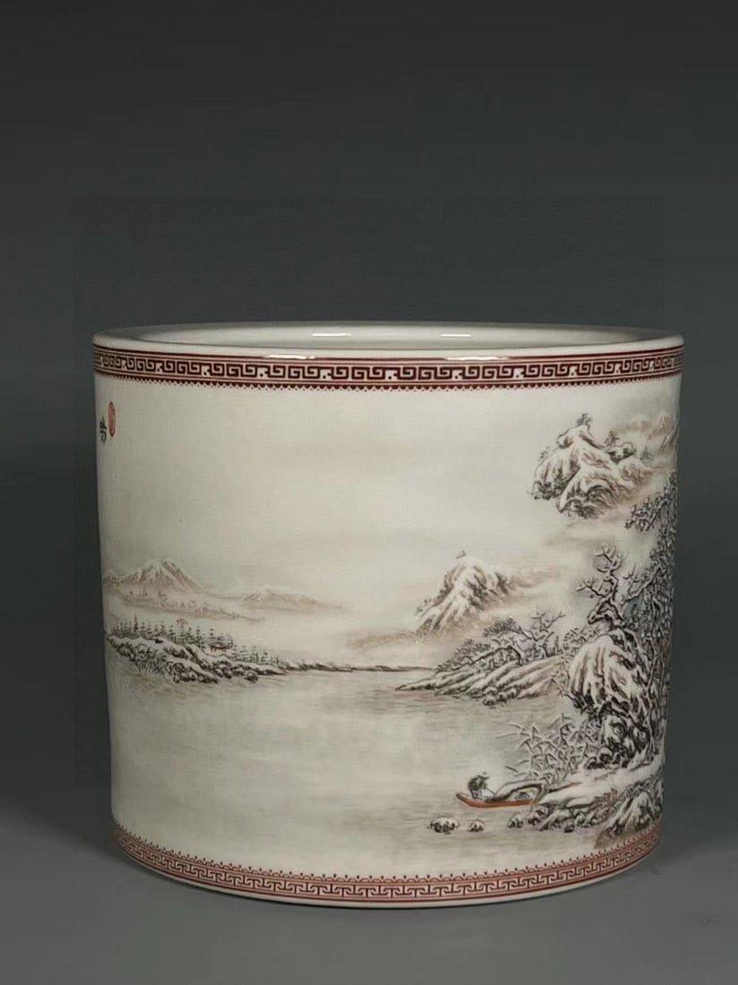 A Exquisite Snowscape Landscape Pattern Brush Pot - 4