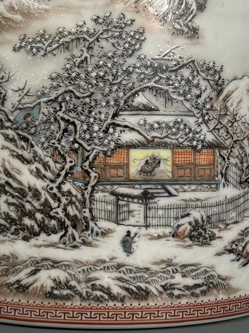 A Exquisite Snowscape Landscape Pattern Brush Pot - 5