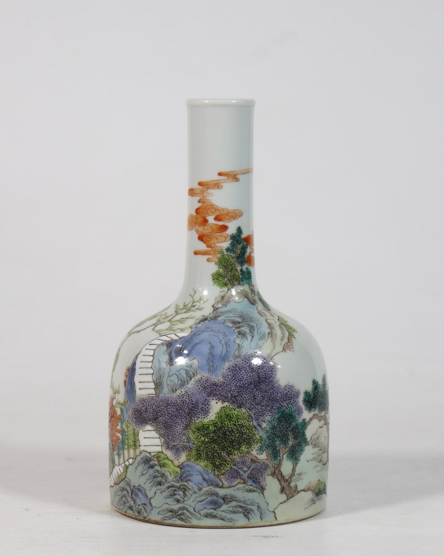 A Exquisite Famille-Rose Landscape Pattern Vase (1 of 9)
