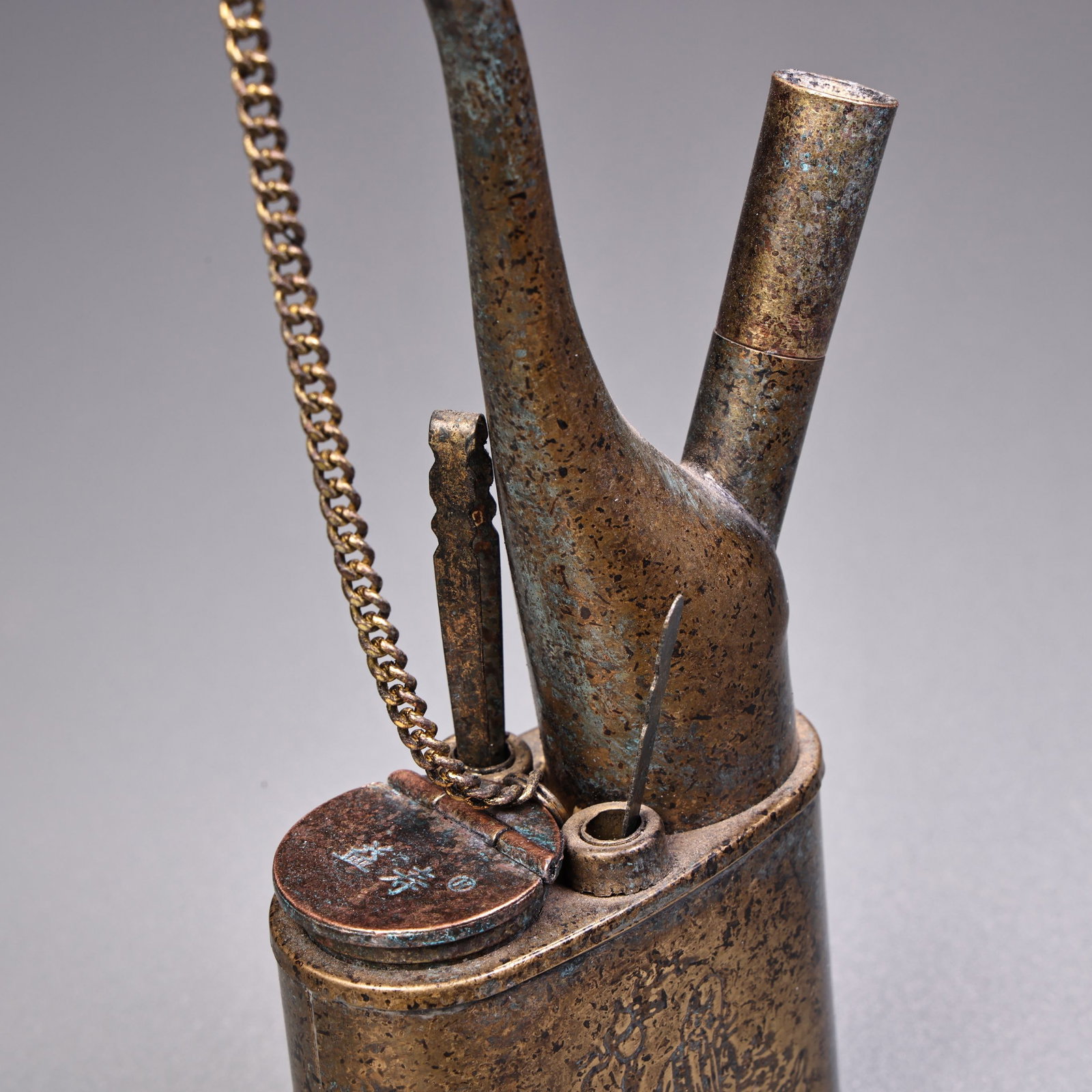 A Exquisite Bronze Pipe - 7