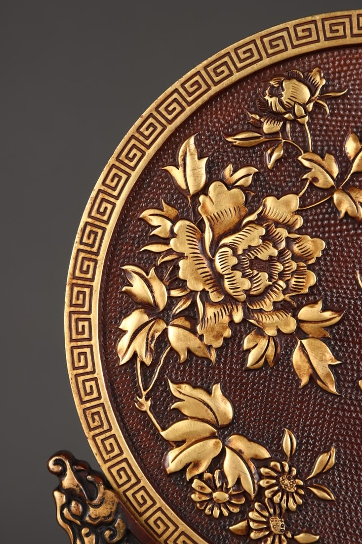 A Exquisite Gilt Bronze Phoenix Pattern Table Screen - 5
