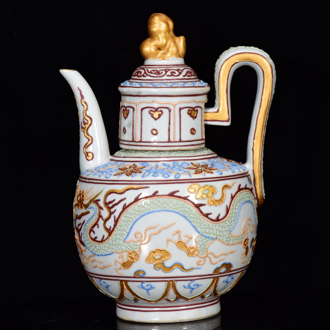 A Exquisite Fahua Glazed Painted Gold Dragon Phoenix pattern Ewer (1 of 9)