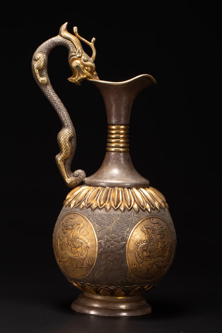 A Exquisite Gilt Bronze Dragon Pattern Ewer - 4