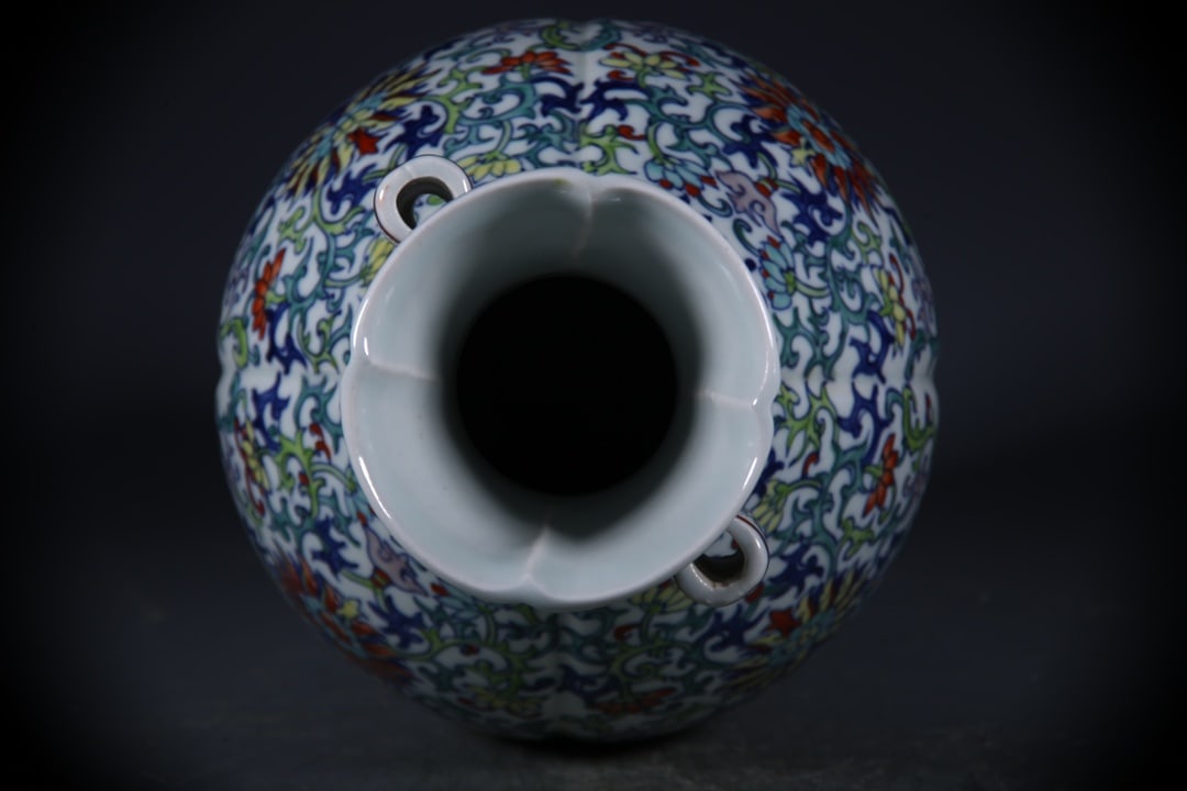 Doucai Lotus Pattern Double-Ears Vase - 8