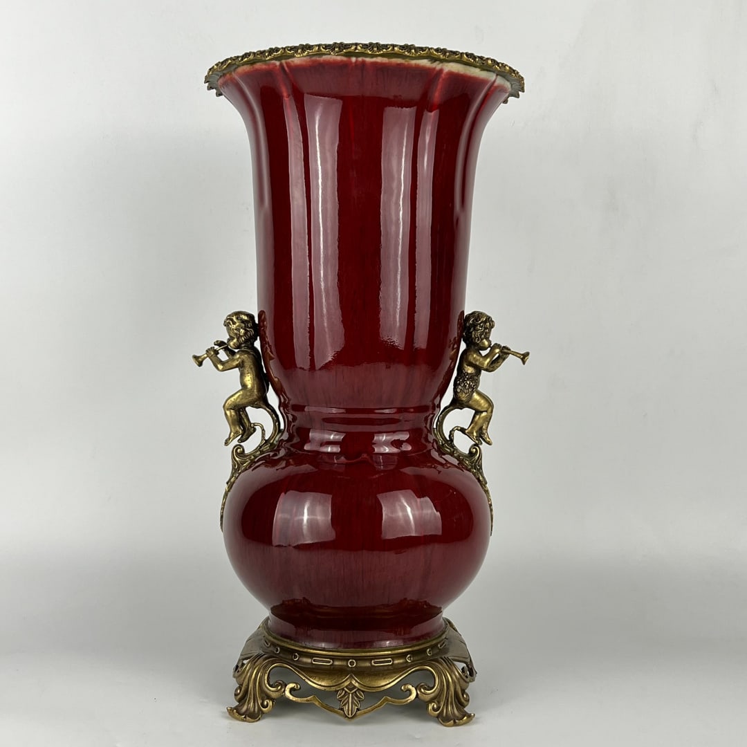 A Exquisite Langyao Red Glaze Copper Inlay Double-Ears Vase (1 of 9)