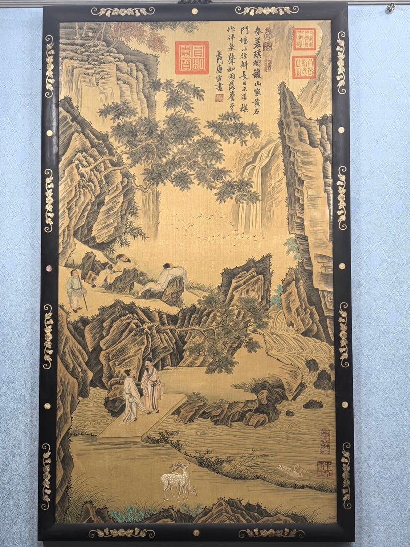 A Chinese Ink Painting of Landscape on Silk: A Chinese Ink Painting of Landscape on Silk,Ming Dynasty, China,Tang Yin,without frame size:26.4inx48in 